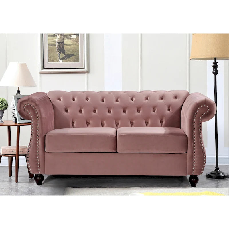 Causeuse en velours Chesterfield