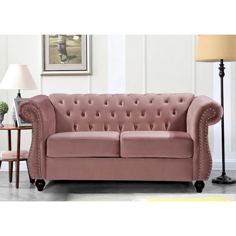 Causeuse en velours Chesterfield