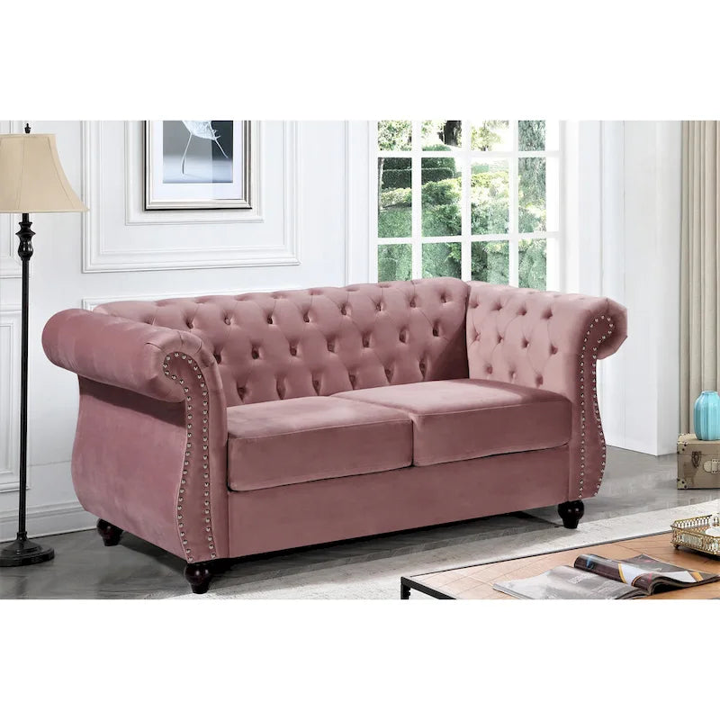 Causeuse en velours Chesterfield