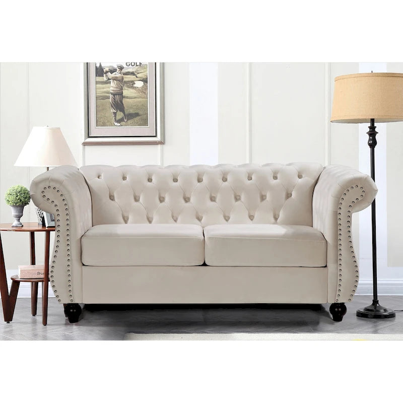 Causeuse en velours Chesterfield