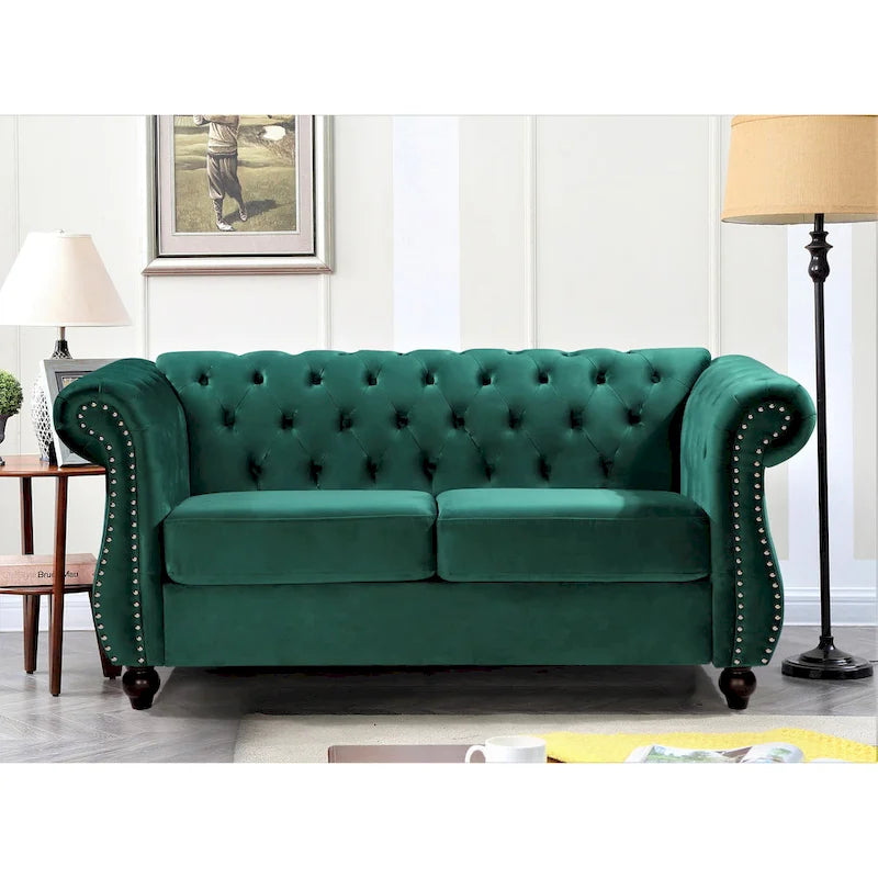Causeuse en velours Chesterfield