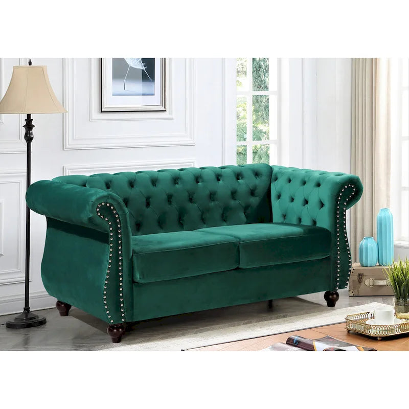 Causeuse en velours Chesterfield
