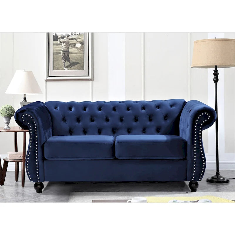 Causeuse en velours Chesterfield