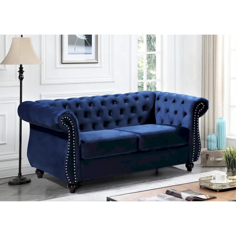 Causeuse en velours Chesterfield