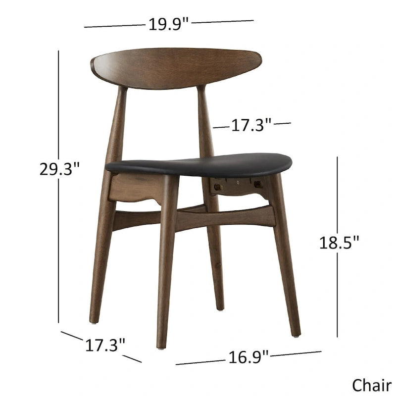 Ensemble de salle à manger rectangulaire au fini noyer foncé - Chaises à dossier incurvé