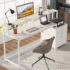 Bureau d'ordinateur de 63 pouces avec support d'écran, bureaux ergonomiques pour la maison avec tiroirs et classeur