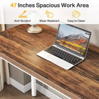 Bureau informatique de 47 pouces avec 5 tiroirs, en bois et métal, pour bureau ou salon
