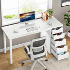 Bureau informatique de 47 pouces avec 5 tiroirs, en bois et métal, pour bureau ou salon