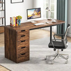 Bureau informatique de 47 pouces avec 5 tiroirs, en bois et métal, pour bureau ou salon