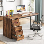 Bureau informatique de 47 pouces avec 5 tiroirs, en bois et métal, pour bureau ou salon