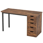 Bureau informatique de 47 pouces avec 5 tiroirs, en bois et métal, pour bureau ou salon