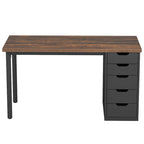 Bureau informatique de 47 pouces avec 5 tiroirs, en bois et métal, pour bureau ou salon