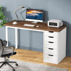 Bureau informatique de 47 pouces avec 5 tiroirs, en bois et métal, pour bureau ou salon