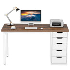 Bureau informatique de 47 pouces avec 5 tiroirs, en bois et métal, pour bureau ou salon