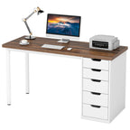 Bureau informatique de 47 pouces avec 5 tiroirs, en bois et métal, pour bureau ou salon