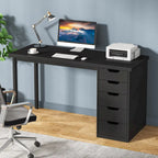 Bureau informatique de 47 pouces avec 5 tiroirs, en bois et métal, pour bureau ou salon