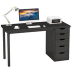 Bureau informatique de 47 pouces avec 5 tiroirs, en bois et métal, pour bureau ou salon