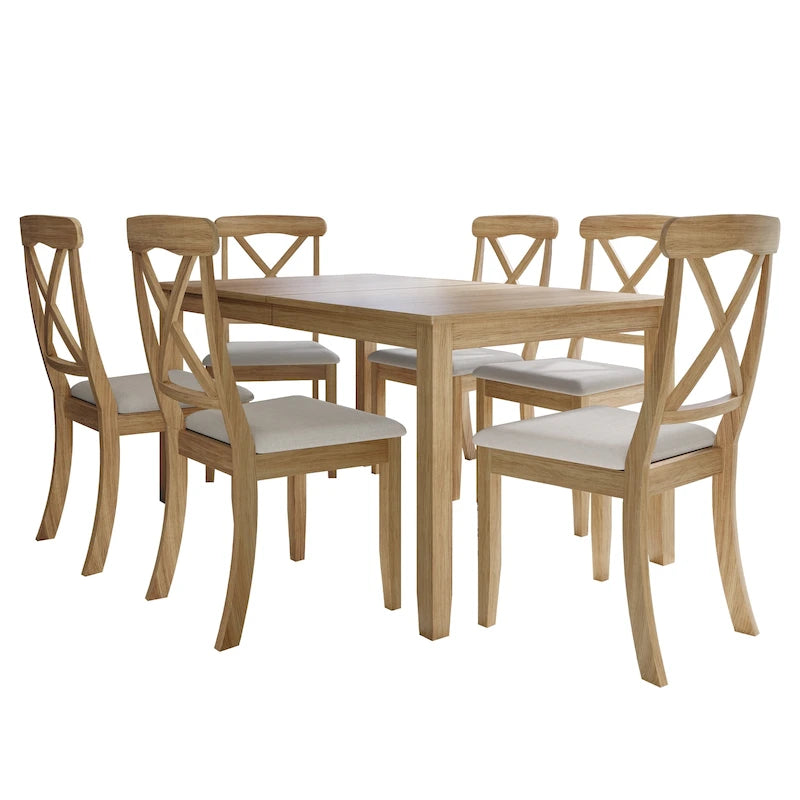 Ensemble de salle à manger 7 pièces en bois style campagnard