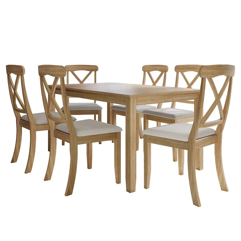 Ensemble de salle à manger 7 pièces en bois style campagnard