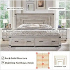 Cadre de lit Queen Size style ferme avec tête de lit de 137 cm et 2 grands tiroirs