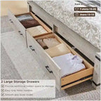 Cadre de lit Queen Size style ferme avec tête de lit de 137 cm et 2 grands tiroirs