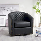 Fauteuil pivotant rond en similicuir capitonné de 29 po de large
