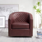 Fauteuil pivotant rond en similicuir capitonné de 29 po de large