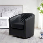 Fauteuil pivotant rond en similicuir capitonné de 29 po de large