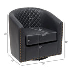 Fauteuil pivotant rond en similicuir capitonné de 29 po de large