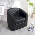 Fauteuil pivotant rond en similicuir capitonné de 29 po de large