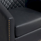 Fauteuil pivotant rond en similicuir capitonné de 29 po de large
