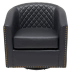 Fauteuil pivotant rond en similicuir capitonné de 29 po de large