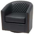 Fauteuil pivotant rond en similicuir capitonné de 29 po de large