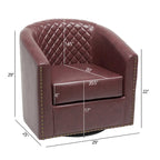 Fauteuil pivotant rond en similicuir capitonné de 29 po de large