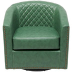 Fauteuil pivotant rond en similicuir capitonné de 29 po de large