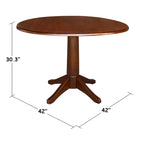 Table ronde à double abattant de 42 po – Espresso