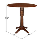 Table ronde à double abattant de 42 po – Espresso