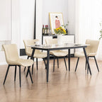 Chaises de salle à manger sans accoudoirs rembourrées en cuir modernes - Lot de 2