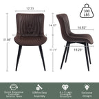 Chaises de salle à manger sans accoudoirs rembourrées en cuir modernes - Lot de 2