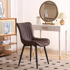Chaises de salle à manger sans accoudoirs rembourrées en cuir modernes - Lot de 2