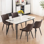 Chaises de salle à manger sans accoudoirs rembourrées en cuir modernes - Lot de 2