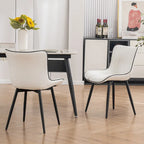 Chaises de salle à manger sans accoudoirs rembourrées en cuir modernes - Lot de 2
