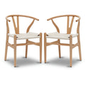 Chaises en tissu tressé - Structure en bois massif (Lot de 2)