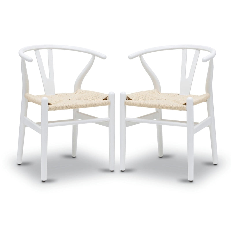 Chaises en tissu tressé - Structure en bois massif (Lot de 2)