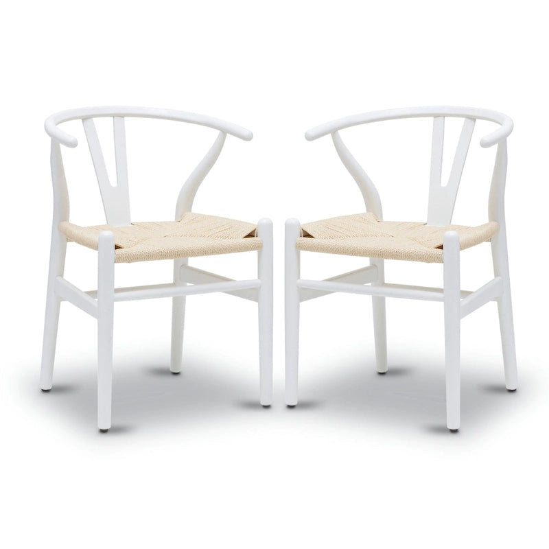 Chaises en tissu tressé - Structure en bois massif (Lot de 2)