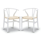 Chaises en tissu tressé - Structure en bois massif (Lot de 2)
