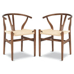 Chaises en tissu tressé - Structure en bois massif (Lot de 2)