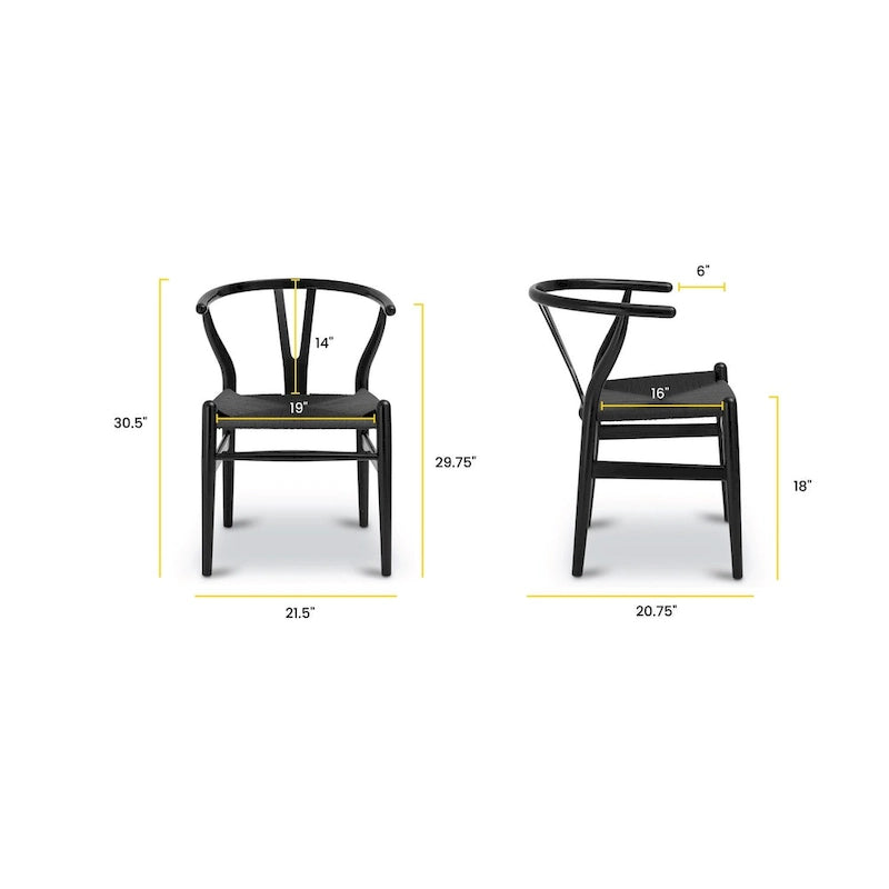 Chaises en tissu tressé - Structure en bois massif (Lot de 2)