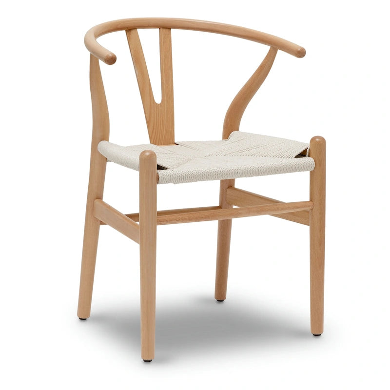 Chaises en tissu tressé - Structure en bois massif (Lot de 2)