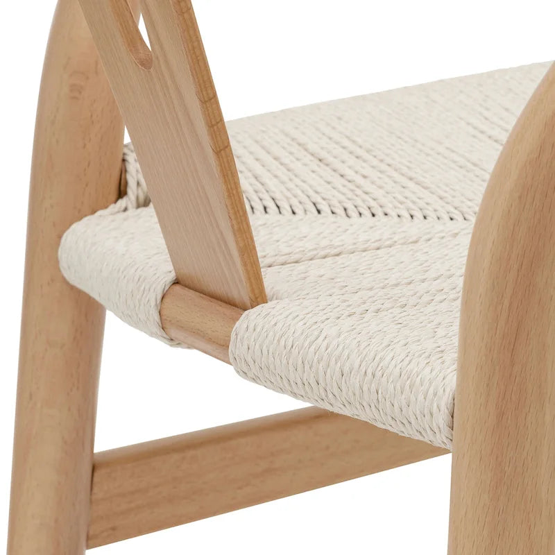Chaises en tissu tressé - Structure en bois massif (Lot de 2)